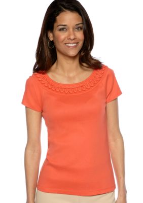 Rafaella Form + Function Petite Embellished Neckline Knit Top