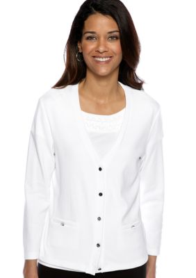 Rafaella Form + Function Petite Solid V-Neck Cardigan