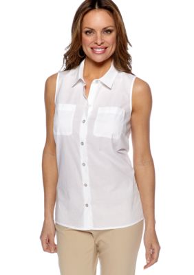 Rafaella Form + Function Petite Sleeveless Button Down Blouse