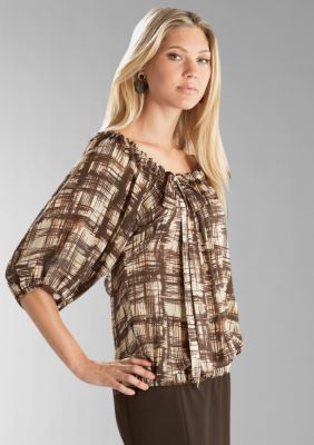 Rafaella Form + Function Plaid Georgette Blouse