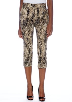 Rafaella Form + Function Texture Animal Printed Capris