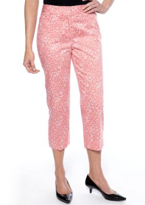 Rafaella Form + Function White Bloom Printed Classic Fit Capri