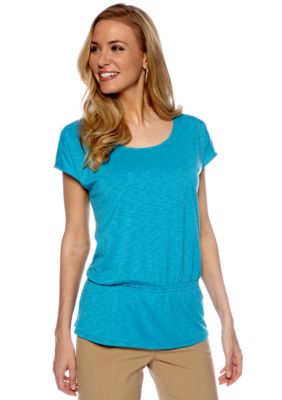 Rafaella Form + Function Crochet Shoulder Peplum Top