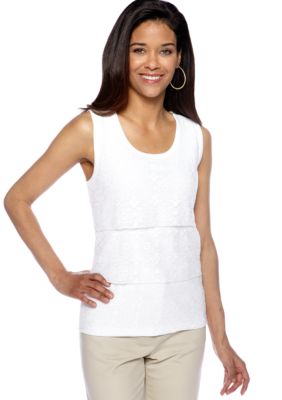 Rafaella Form + Function Lace Tiered Tank