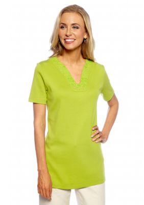 Rafaella Form + Function Beaded Neck Top