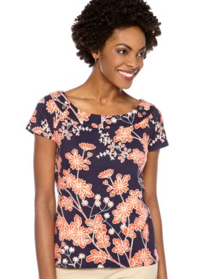 Rafaella Form + Function Cherry Blossom Print Top