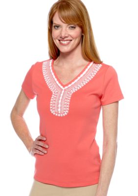 Rafaella Form + Function Embellished V-Neck Top