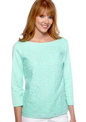 Rafaella Form + Function Lace Front Knit Top