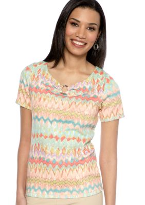 Rafaella Form + Function Watercolor Ikat Print Circle Top