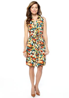 Rafaella Form + Function Lava Flower Print Shirt Dress