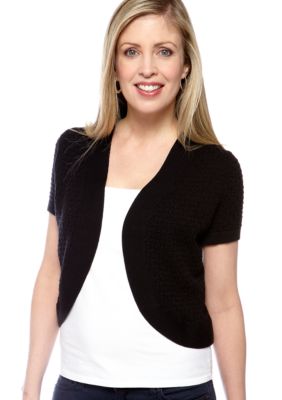 Kim Rogers Short Sleeve Novelty Stitch Shrug
