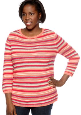 Kim Rogers&reg; Plus Size Stripe Pullover Sweater