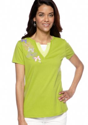 Kim Rogers Petite Butterfly Applique Short Sleeve Tee