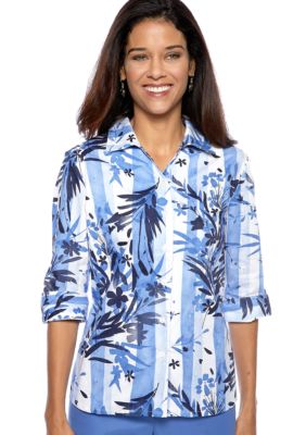 Kim Rogers Petite Printed Blouse with Embroidery