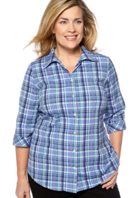 Kim Rogers Plus Size Plaid Blouse