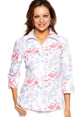 Kim Rogers Petite Print Crush Burnout Blouse