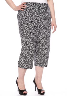 Kim Rogers Plus Size Printed Microfiber Capri