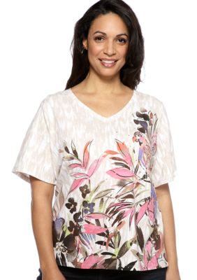 Kim Rogers Plus Size Paradise V-Neck Knit Top