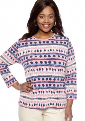 Kim Rogers Plus Size Dotted ITY Knit Top