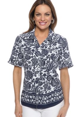 Kim Rogers Petite Short Sleeve Newport Crinkle Blouse