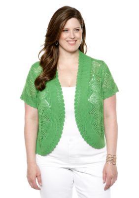 New Directions Plus Size Crochet Scallop Trim Shrug