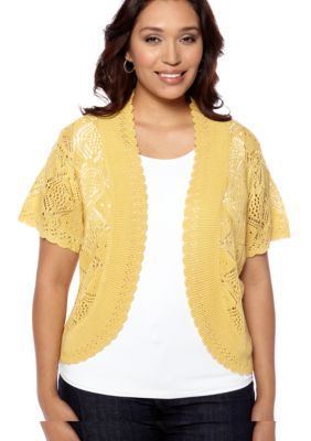 New Directions Plus Size Crochet Scallop Trim Shrug