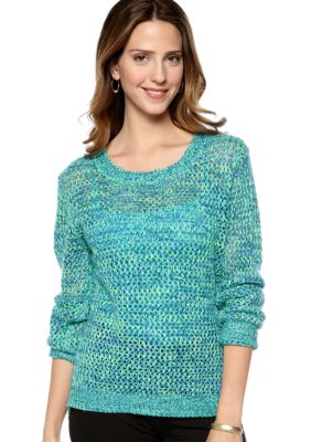 New Directions Pointelle High Low Sweater