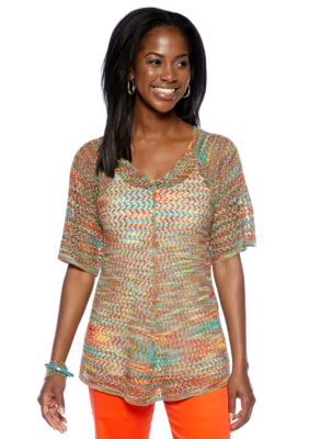 New Directions Petite Space Dyed Pointelle Sweater