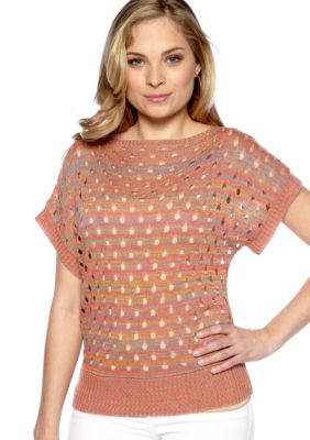 New Directions Short Sleeve Large Stitch Sweater