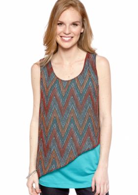 New Directions Chiffon Asymmetrical Hem Tunic