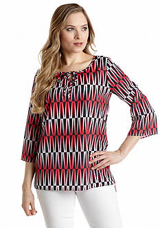 New Directions® Geo Stripes Printed Blouse