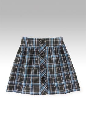 Speechless Button Front Plaid Skirt