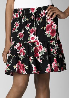 Speechless Smocked Waist Floral Print Skirt