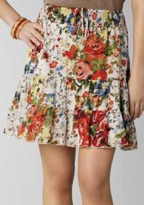 Speechless Smocked Waist Floral Tier Skirt
