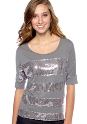 Speechless Keyhole Back Sequin Stripe