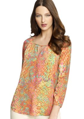 Anne Klein Snake Print Tie Blouse