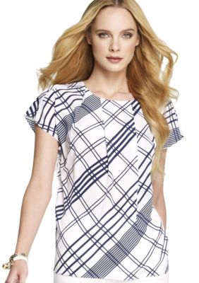 Anne Klein Plaid Blouse