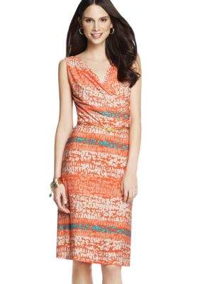 Anne Klein Stripe Print Drape Neck Dress