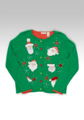 Kim Rogers&reg; Christmas Cardigan with Santa Heads