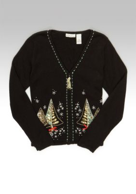 Kim Rogers&reg; Christmas Cardigan with Embellished Trees