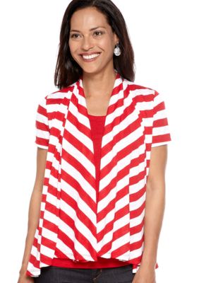Kim Rogers Stripe Layered Cardigan With Solid Tank