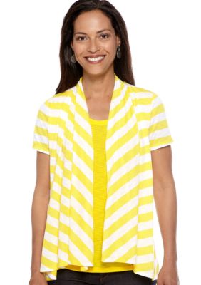 Kim Rogers Stripe Layered Cardigan With Solid Tank
