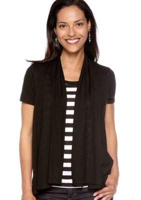 Kim Rogers Solid Knit Top with a Stripe Tank