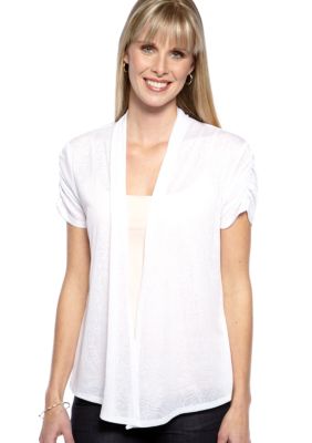 Kim Rogers Short Sleeve Knit Burnout Cardigan