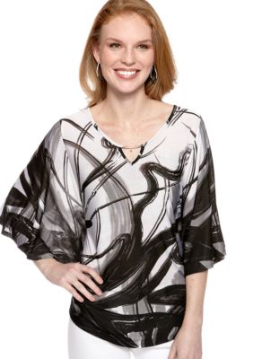 New Directions Squiggle Print Knit Top
