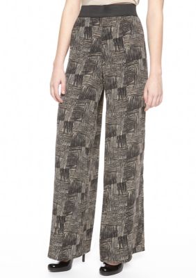 New Directions Wood Block Print Palazzo Pant