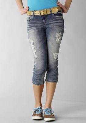 Grane Belted Destructed Cuffed Crop