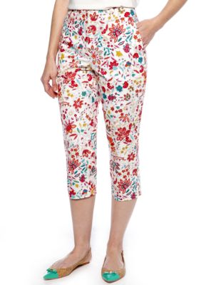 Kim Rogers Petite Printed Stretch Twill Shannon Capri