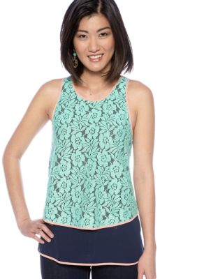 French Connection Popy Lace Block Tank