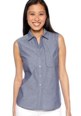 French Connection Fast Charlie Chambray Sleeveless Blouse